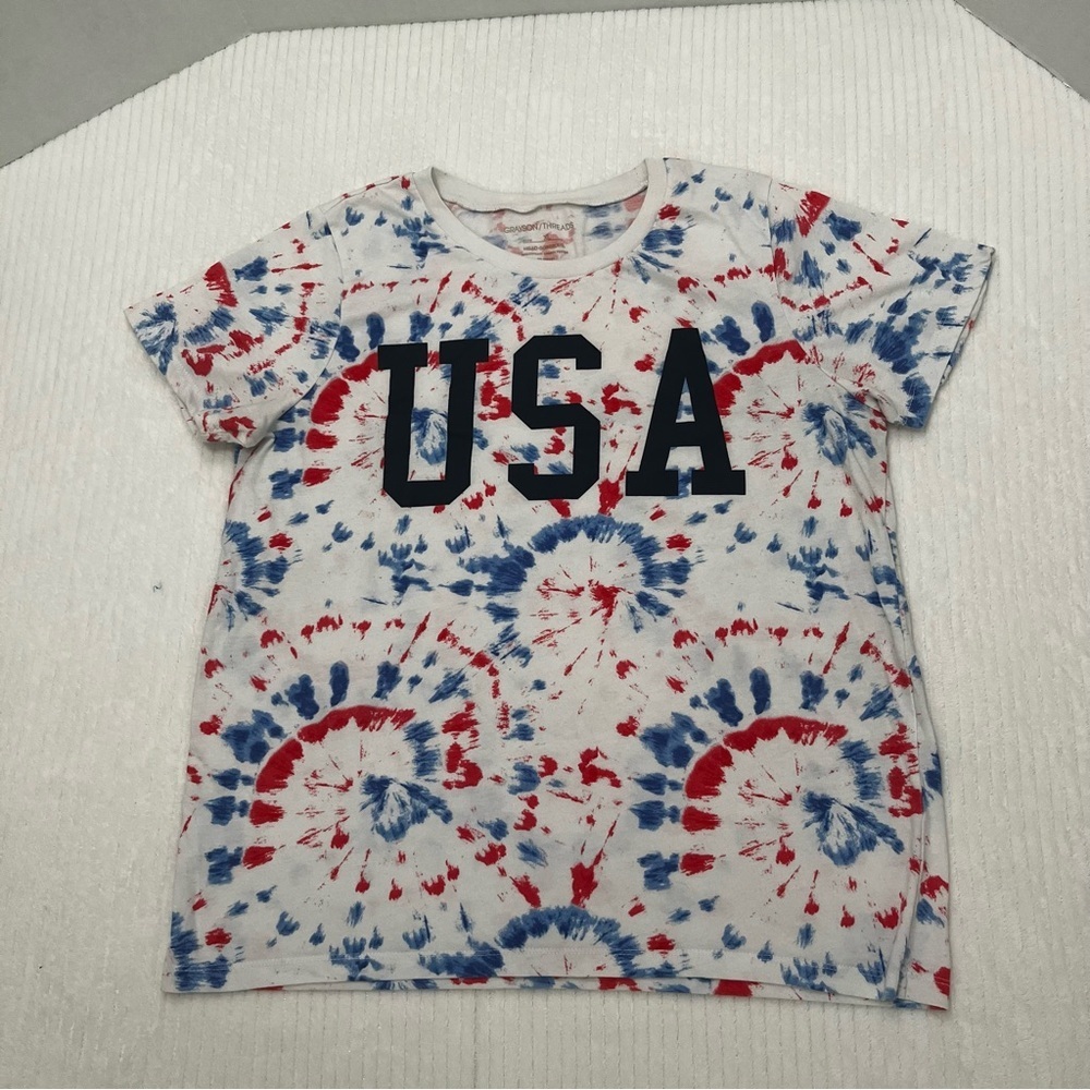 Grayson Threads Red and Blue Tie-Dye USA Kids Shirt